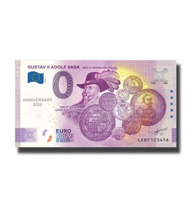 Anniversary 0 Euro Souvenir Banknote Gustave II Adolf VASA Finland LEBF 2020-3