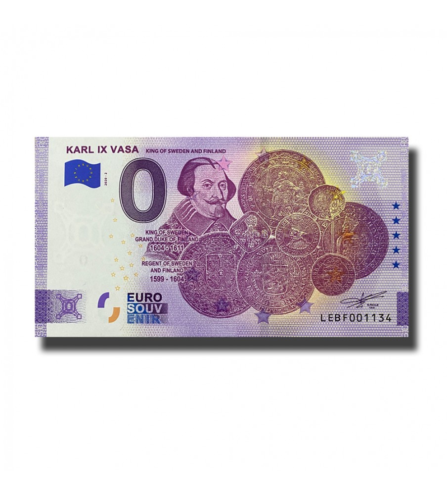 0 Euro Souvenir Banknote KARL IX VASAFinland LEBF 2020-2