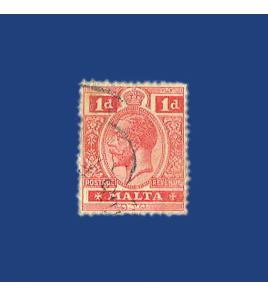 MALTA VARIETY STAMP KGV 1D VALUE SHOWING PRINTING SHIFT