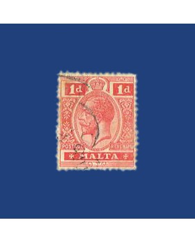 MALTA VARIETY STAMP KGV 1D VALUE SHOWING PRINTING SHIFT THUS HAVING TO