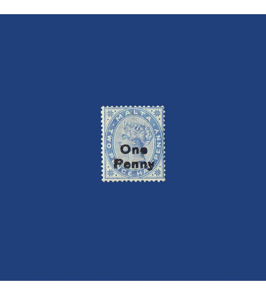 MALTA VARIETY STAMP QUEEN VICTORIA FILLED "E" IN OVERPRINT UNLISTED IN