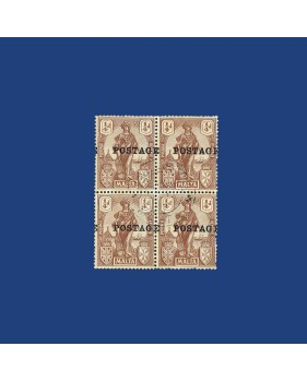 MALTA VARIETY STAMP SHIFTED OVERPRINT USED BLOCK OF 4 SG143