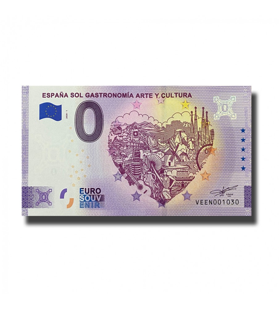 0 Euro Souvenir Banknote Sol Astronomia Arte Y Cultura Spain VEEN 2020-1