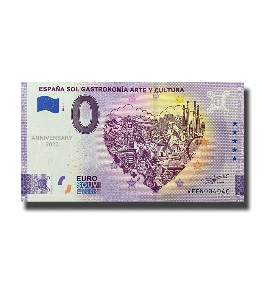Anniversary 0 Euro Souvenir Banknote Sol Astronomia Arte Y Cultura Spain VEEN 2020-1 Anniversary 0 Euro Souvenir Banknote Sol Astronomia Arte Y Cultura Spain VEEN 2020-1