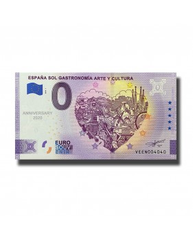 Anniversary 0 Euro Souvenir Banknote Sol Astronomia Arte Y Cultura Spain VEEN 2020-1