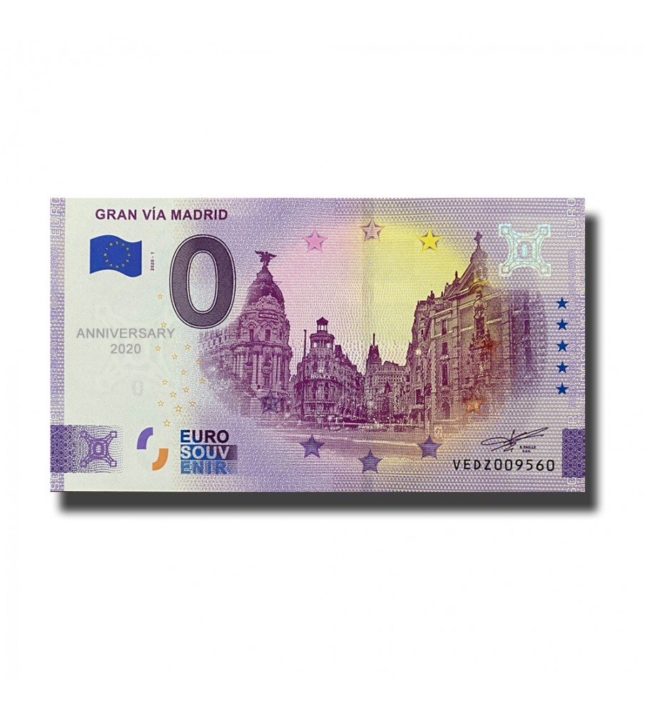 Anniversary 0 Euro Souvenir Banknote Gran Via Madrid Spain VEDZ 2020-1