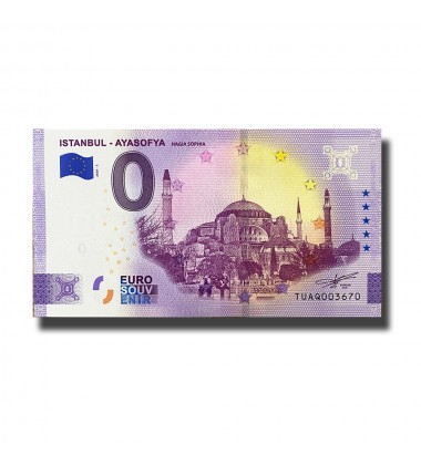 0 EURO SOUVENIR BANKNOTE ISTANBUL AYASOFYA TUAQ 2020-2