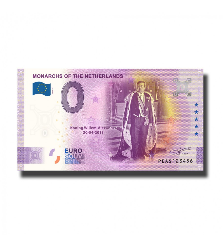 0 Euro Souvenir Banknote Monarchs Koning Willem - Alexander Netherlands PEAS 2020-9