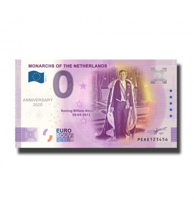 Anniversary 0 Euro Souvenir Banknote Monarchs Koning Willem - Alexander  Netherlands PEAS 2020-9