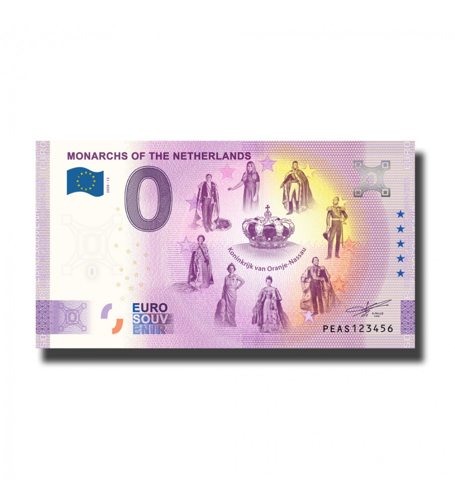 0 Euro Souvenir Banknote Monarchs Of The Netherlands PEAS 2020-12