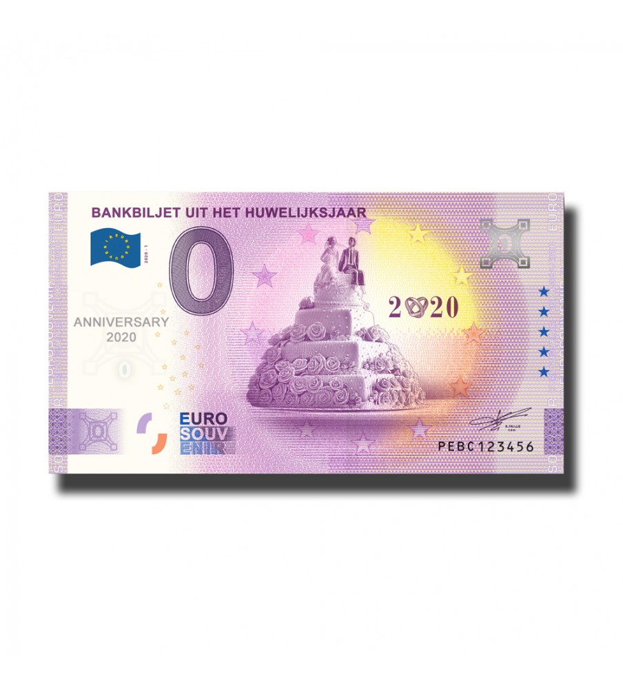 Anniversary 0 Euro Souvenir Banknote Huwelijksarr Netherlands PEBC 2020-1