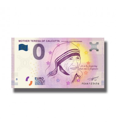 0 Euro Souvenir Banknote 000001-100 Mother Teresa of Calcutta Malta FEAA 2019-2