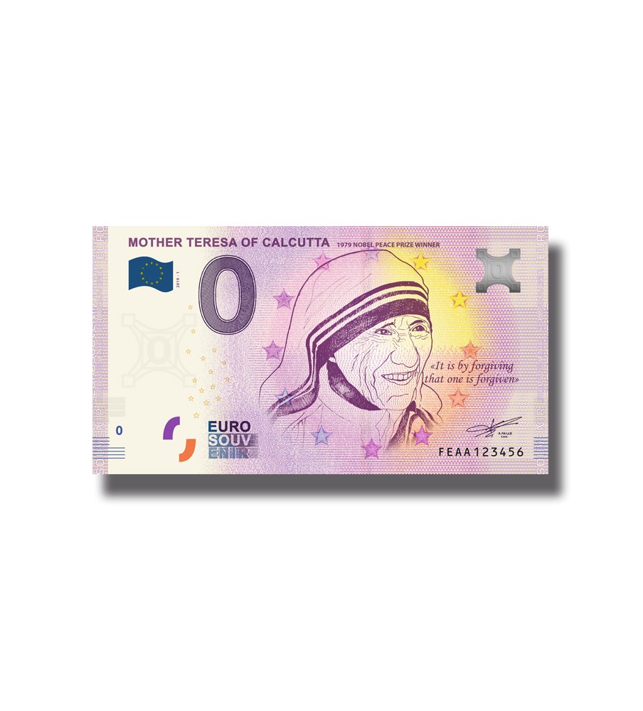 0 Euro Souvenir Banknote 000001-100 Mother Teresa of Calcutta Malta FEAA 2019-2