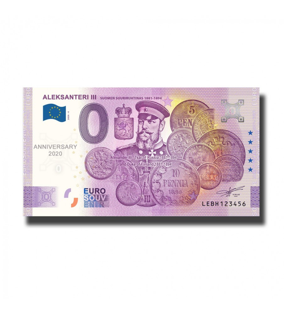 Anniversary 0 Euro Souvenir Banknote Aleksanteri III Finland LEBH 2020-4