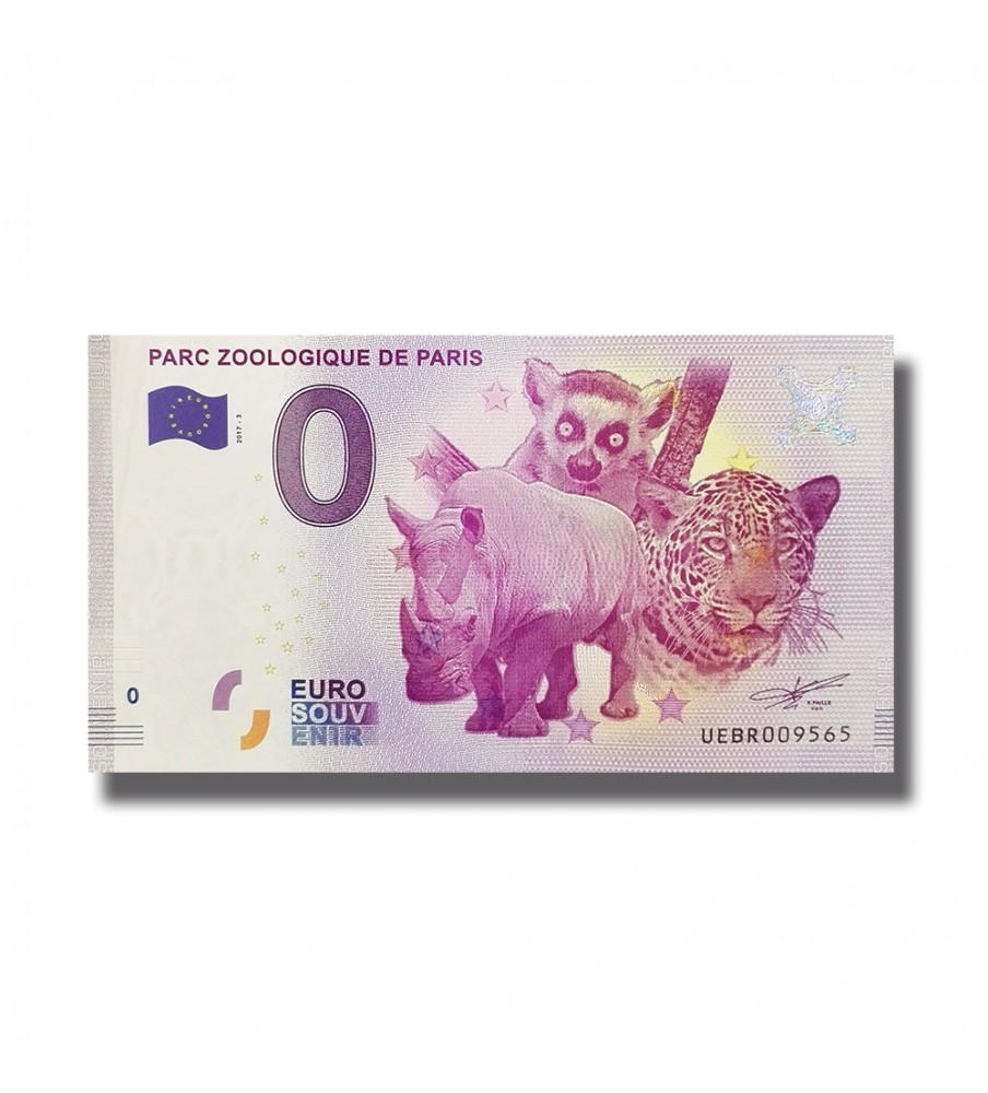 0 Euro Souvenir Banknote Parc Zoologique De Paris France UEBR 2017-3