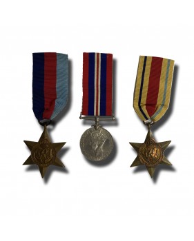 1943-45 WW2 Set of 3 Medals With Original Certificate and Ribbons