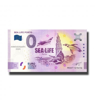 Anniversary 0 Euro Souvenir Banknote Sea Life Porto Portugal MEBT 2020-2