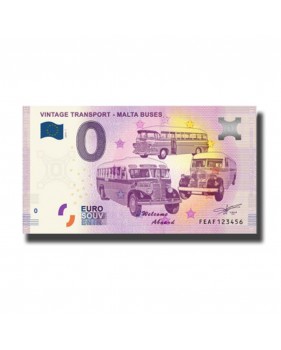 0 Euro Souvenir Banknote 000001-100 Vintage Transport Malta Buses FEAF 2019-1