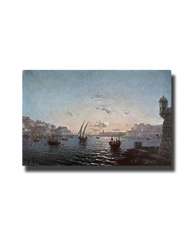 Malta Postcard - Moonlight View Of Grand Harbour, New Unused, Mr. Galea Painting