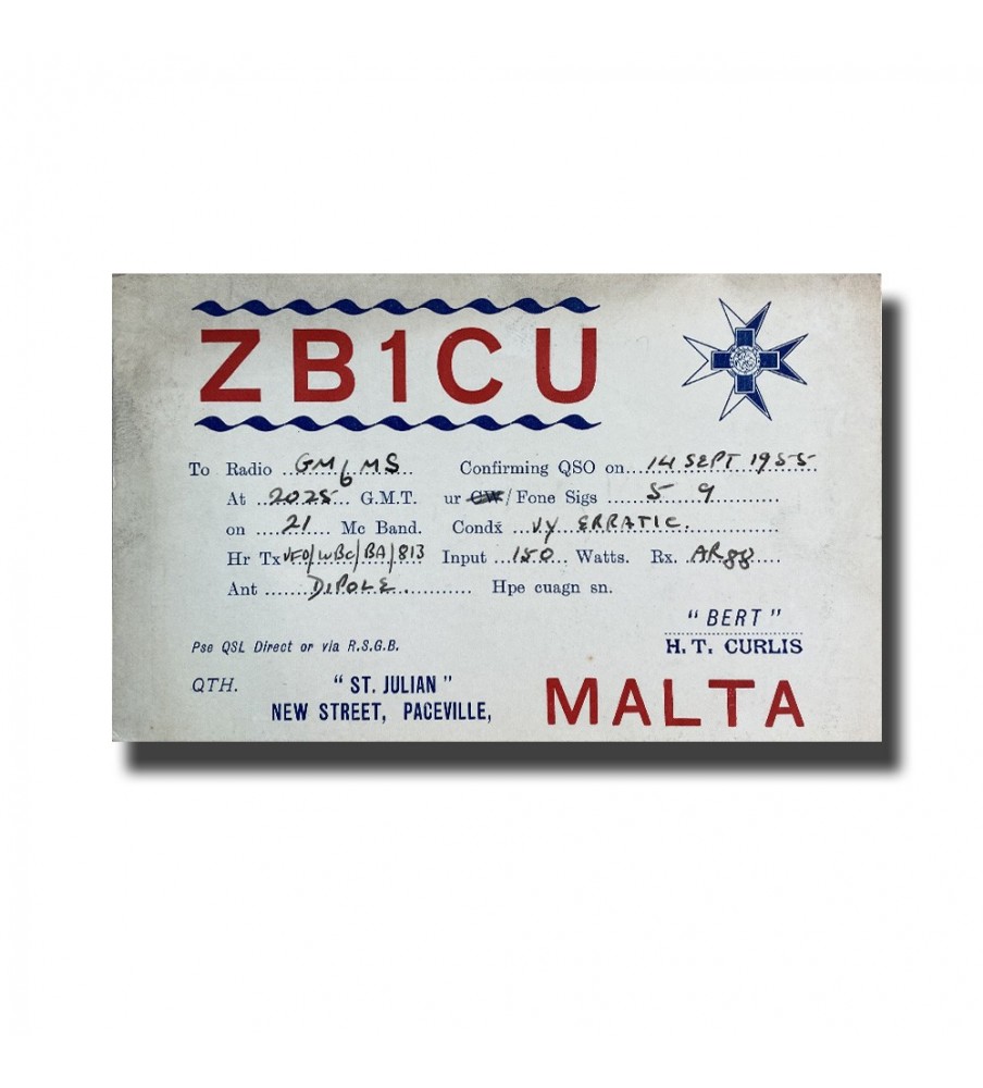 Malta Radio Communication Postcard ZB1CU