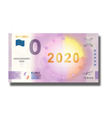 Anniversary 0 Euro Souvenir Banknote Specimen 2020 Gold Foil