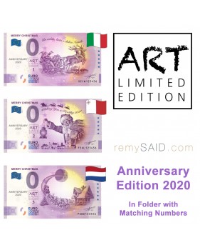 Anniversary 0 Euro Souvenir Banknote Merry Christmas Set of 3 Italy Malta Netherlands 2020-1