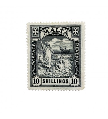 1919 Malta Stamp 10 Shillings St Pauls Shipwreck Rare Key Stamp Unused Mint