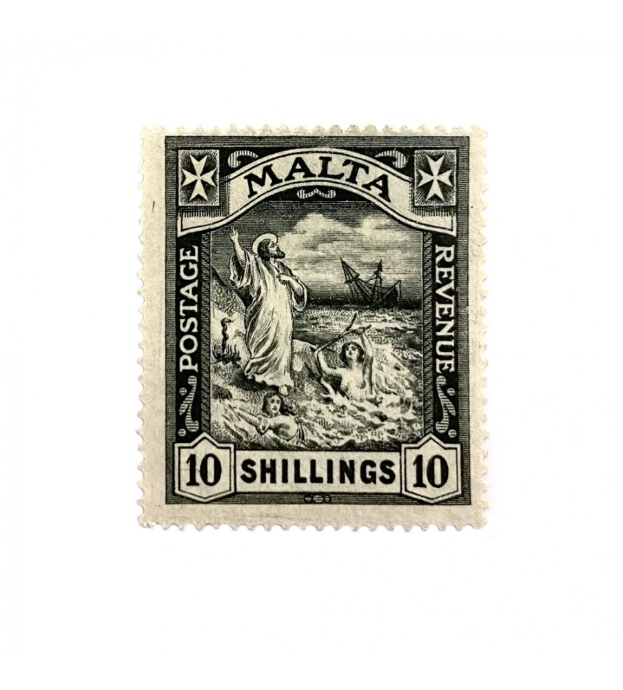 1922 Malta Stamp 10 Shillings St Pauls Shipwreck 19.01.22 Unused Mint