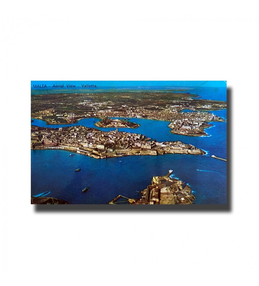 Malta Postcard - Aerial View Valletta, Used With Stamp