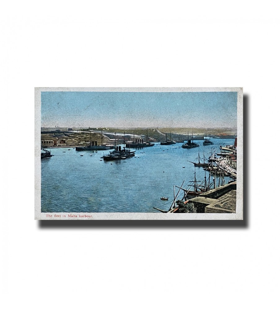 Malta Postcard - The Fleet in Malta Harbour, Used