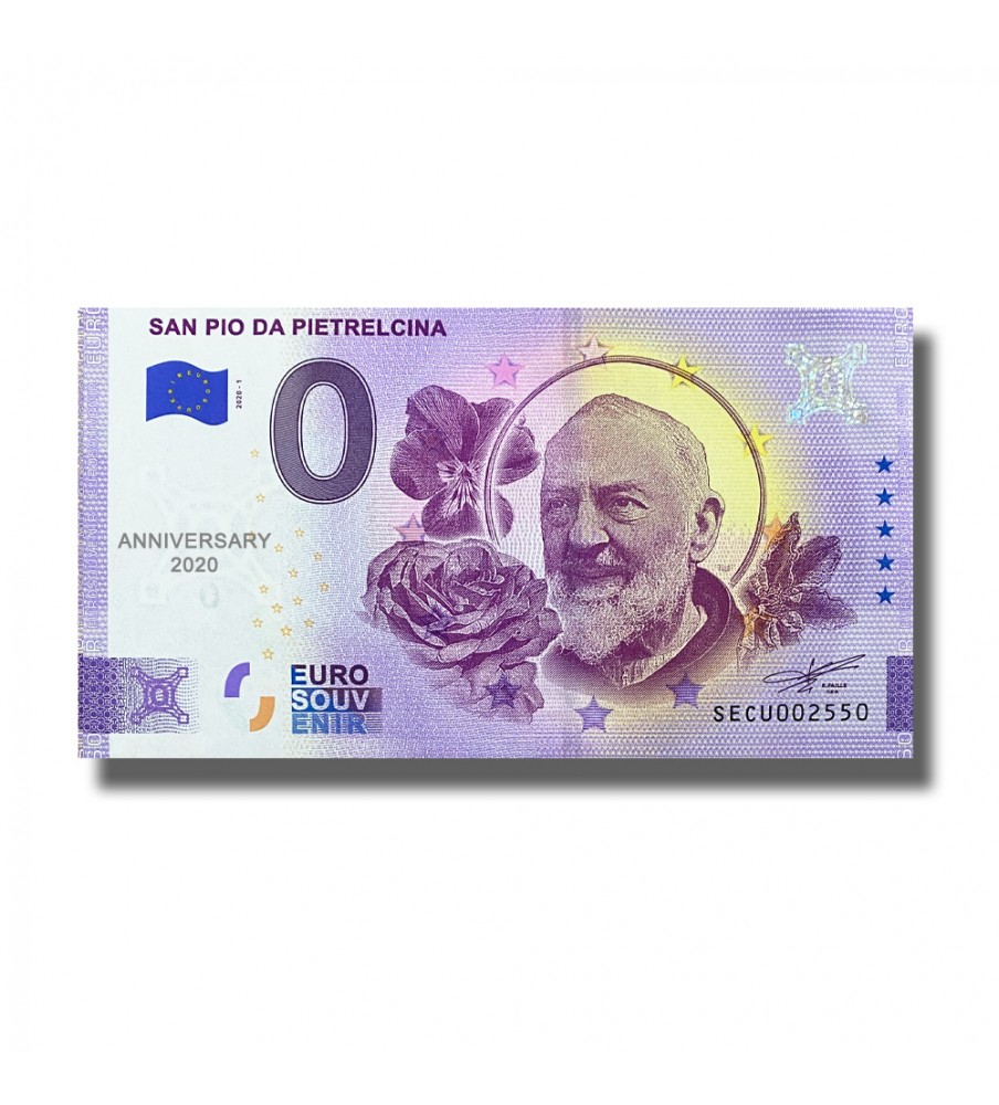 Anniversary 0 Euro Souvenir Banknote Padre Pio Italy SEQU 2020-1