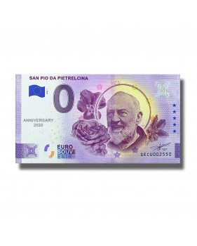 Anniversary 0 Euro Souvenir Banknote Padre Pio Italy SEQU 2020-1