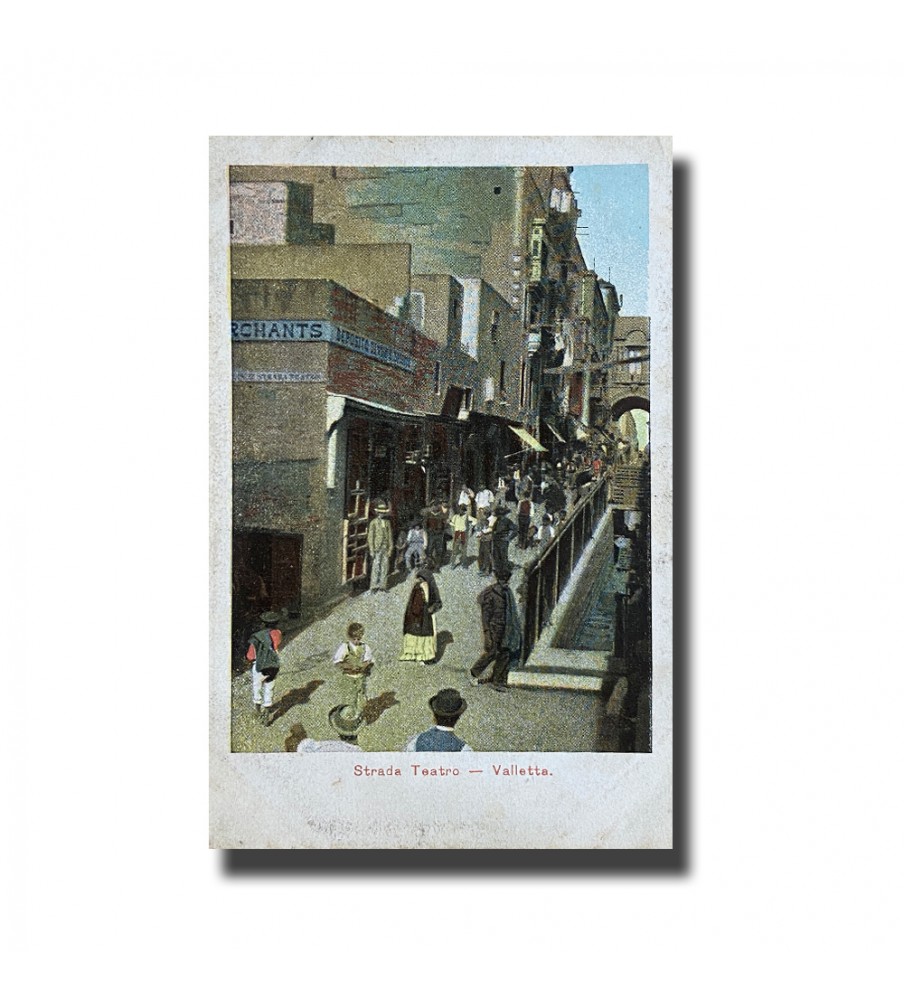 Malta Postcard - Strada Teatro Valletta, UPU, New Unused