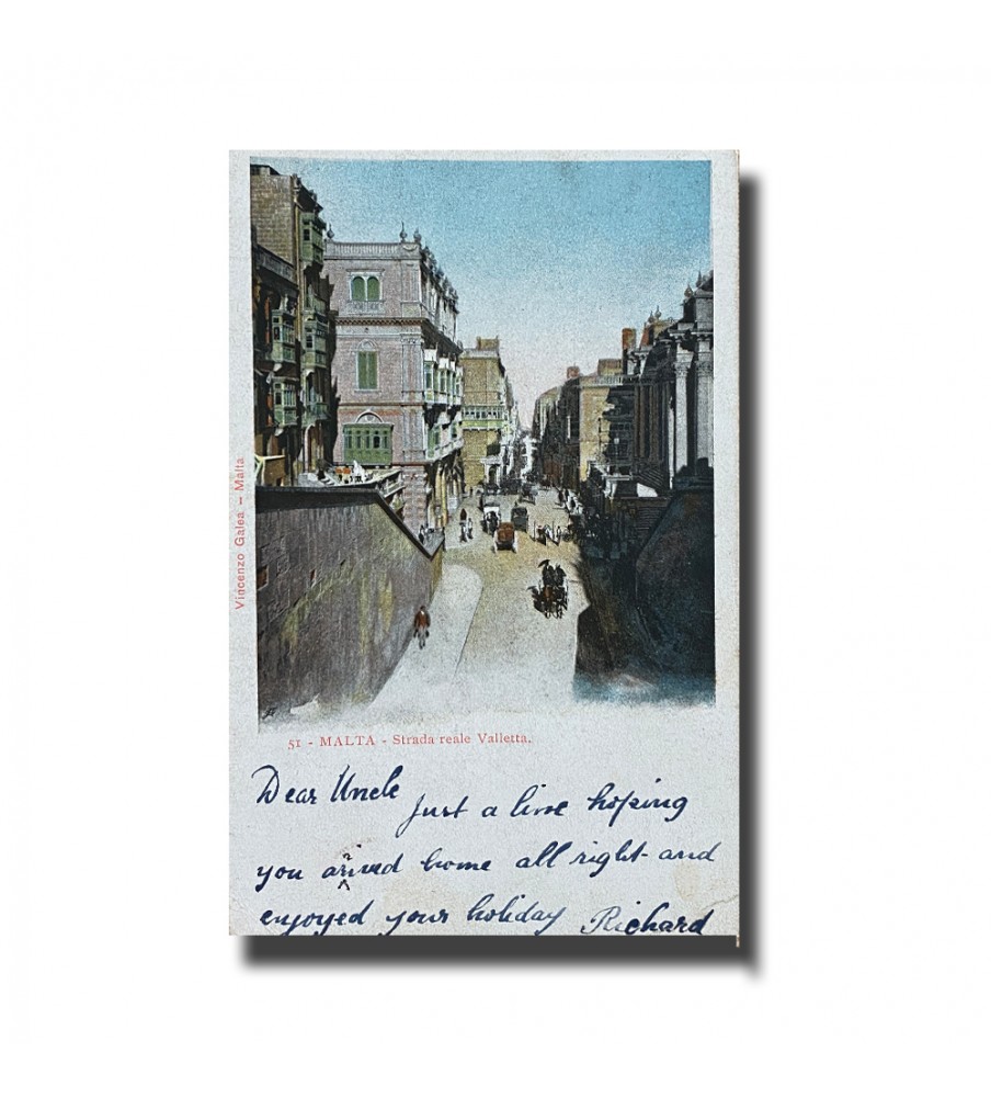 Malta Postcard - Strada Reale Valletta, Used With Stamp and Cancellation