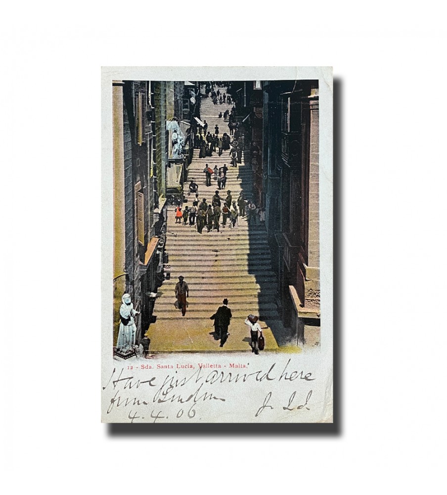 Malta Postcard - Strada Santa Lucia Valletta, Used With Stamp and Cancellation