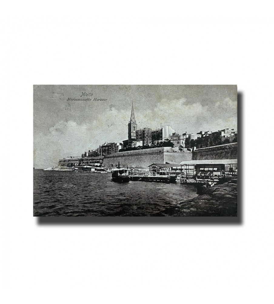 Malta Postcard - Marsamuscetto Harbour, Used, Printed in Saxony