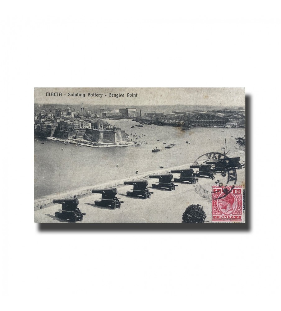 Malta Postcard - Saluting Battery, Used With Stamp and Cancellation