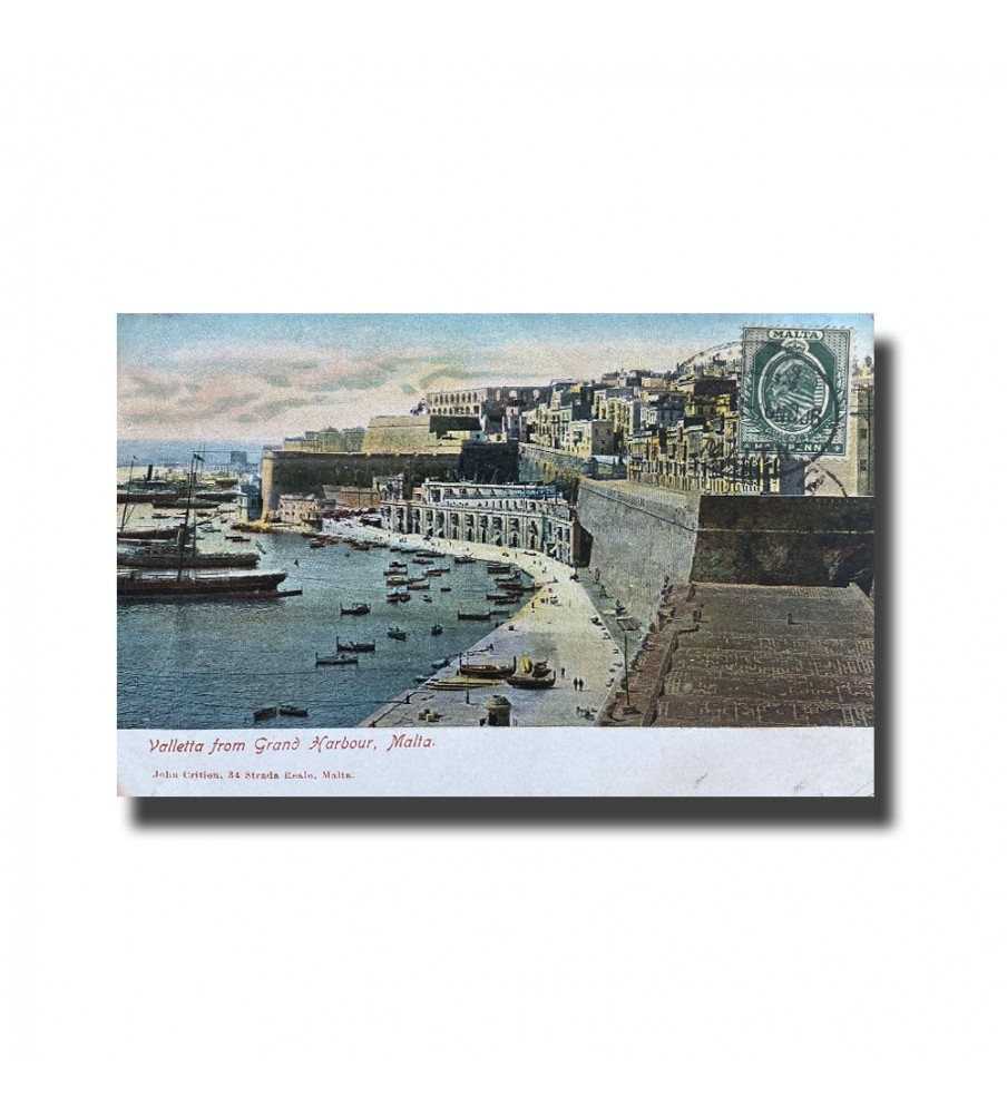 Malta Postcard - Valletta from Grand Harbour, Used With Stamp and Cancellation