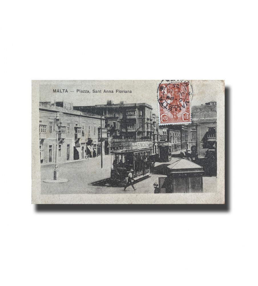 Malta Postcard - Piazza Sant Anna Floriana, Used With Stamp and Cancellation