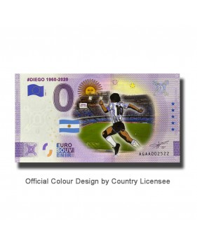 0 Euro Souvenir Banknotes DIEGO 1960 - 2020 Coloured Argentina AGAA 2020-1