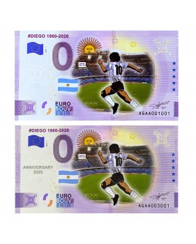 0 Euro Souvenir Banknotes DIEGO Set of 2 Colour Argentina AGAA 2020-1