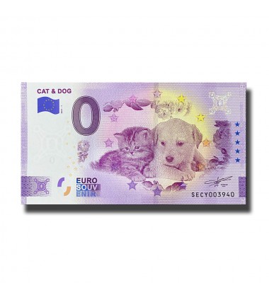 0 EURO SOUVENIR BANKNOTE CAT AND DOG ITALY SECY 2021-1