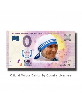 0 Euro Souvenir Banknote Mother Teresa Colour FEAA 2019-2