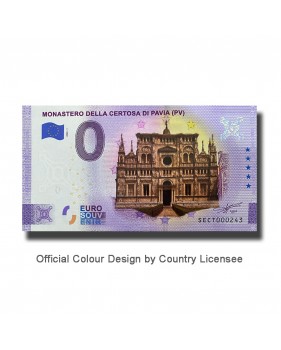 0 Euro Souvenir Banknote Monastero Della Certosa Di Pavia Coloured Italy SECT 2020-1