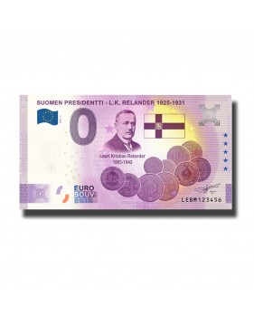 0 Euro Souvenir Banknote Soumen Presidentti Relander Finland LEBM 2021-2