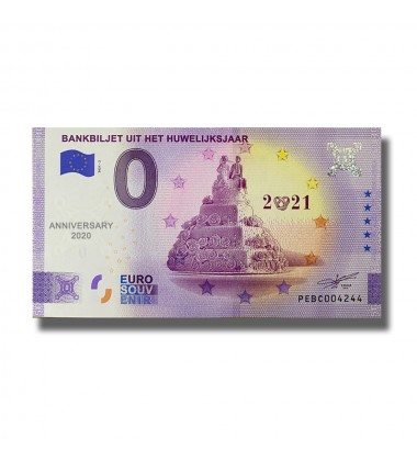 Anniversary 0 Euro Souvenir Banknote Bankbiljet Uit Het Huwelijksjaar Netherlands PEBC 2021-2