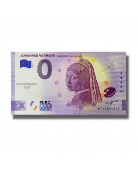 Anniversary 0 Euro Souvenir Banknote Johannes Vermeer Netherlands PEBF 2021-1