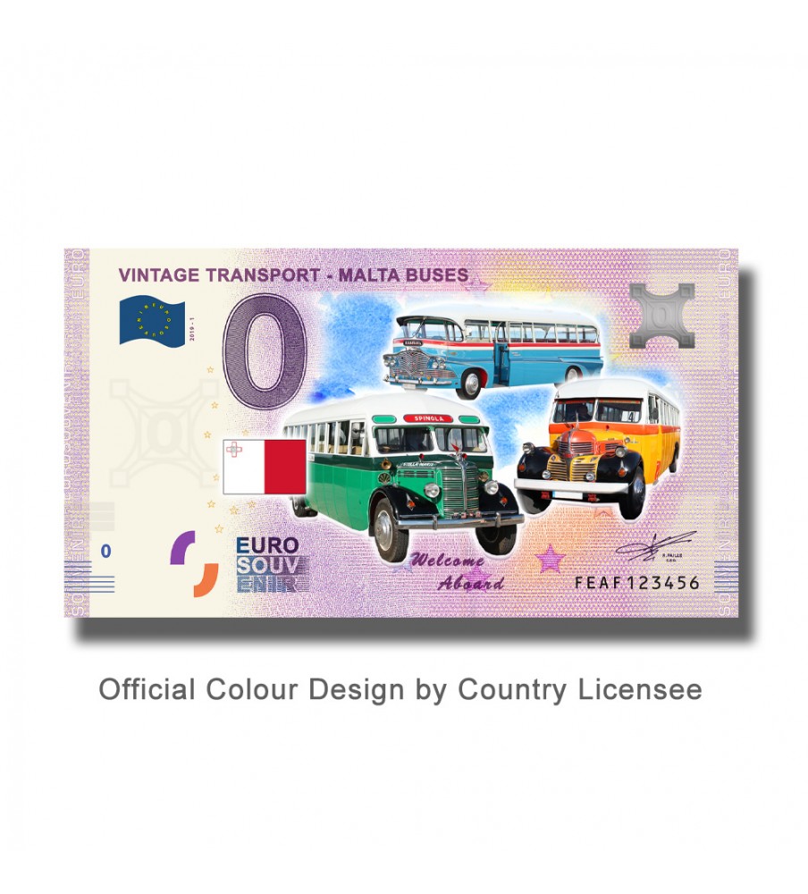 0 Euro Souvenir Banknote Vintage Transport - Buses Malta FEAF 2019-1