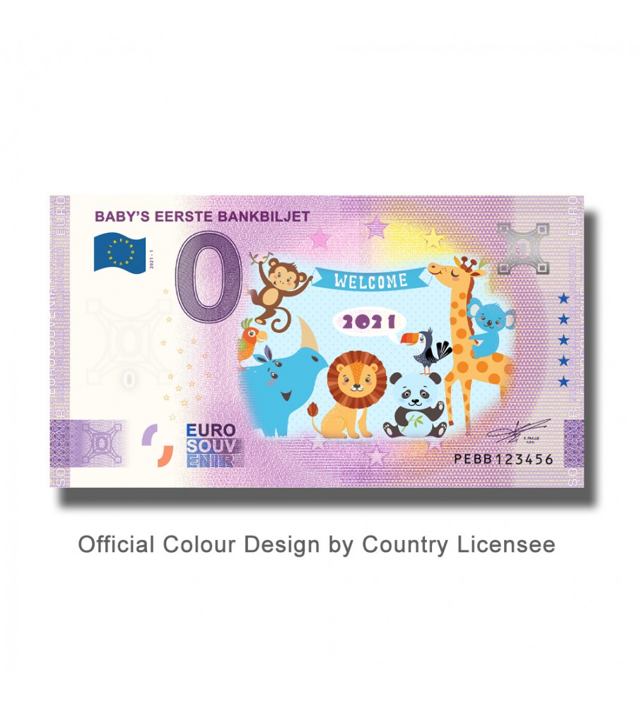 0 Euro Souvenir Banknote Baby's Eerste Bankbiljet Colour Netherlands PEBB 2021-1