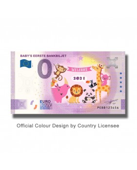 0 Euro Souvenir Banknote Baby's Eerste Bankbiljet Coloured Netherlands PEBB 2021-1